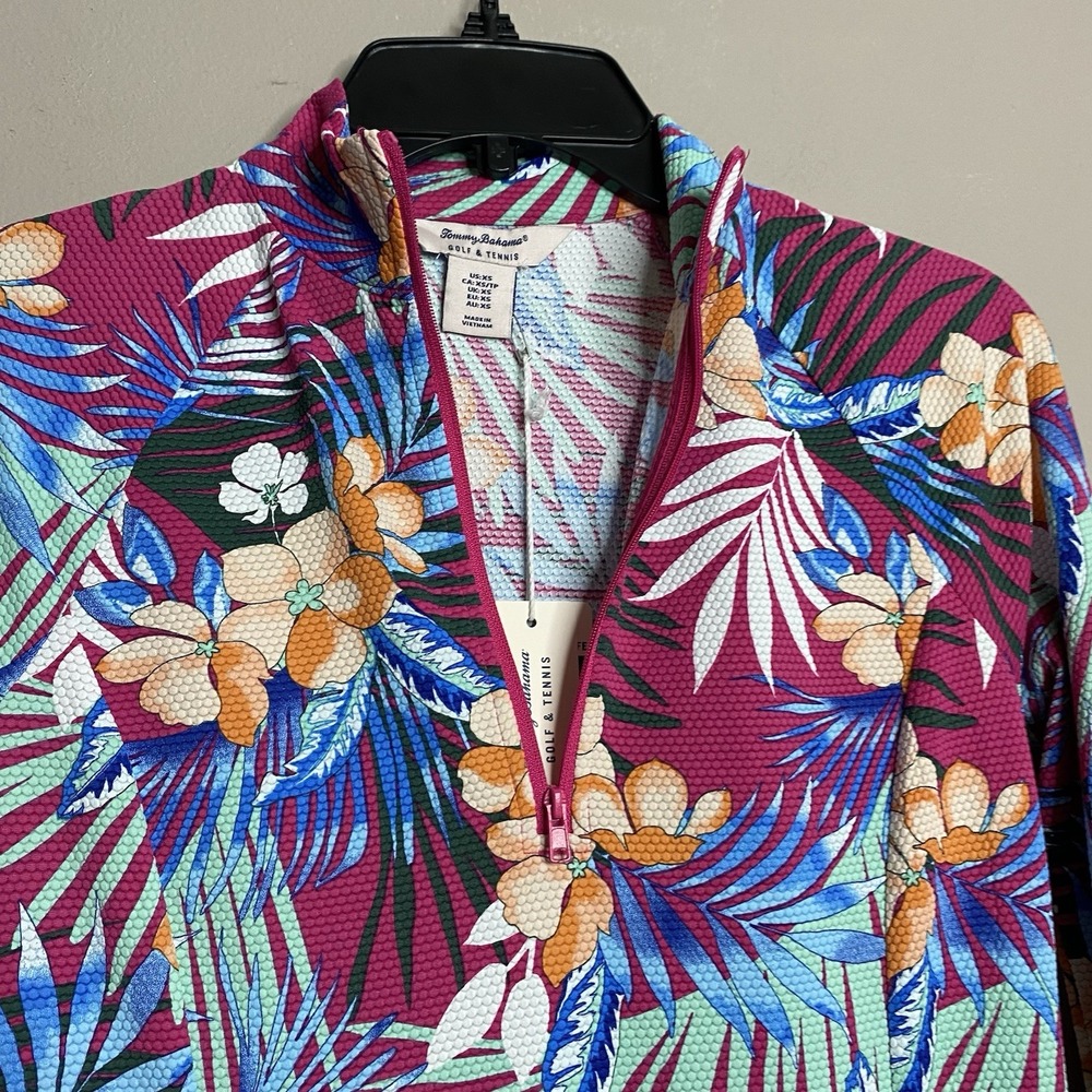 Tommy Bahama Women‎ Sz XS Golf  Tennis  Jacket Floral 1/4 Zip Long Sleeve UPF 50 - Picture 6 of 13